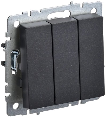 Выключатель без рамки IEK Brite ВС10-3-0-БрЧ 3-кл. черный картинка